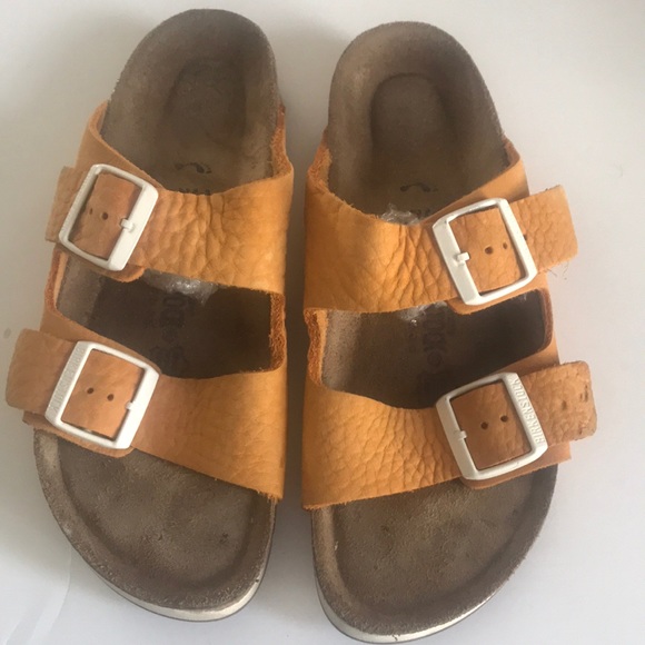 mustard birkenstocks